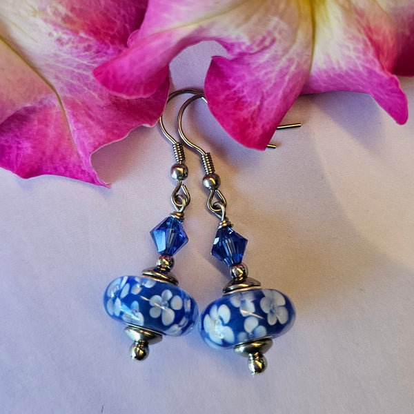 Rondelle Lampwork Earrings short length