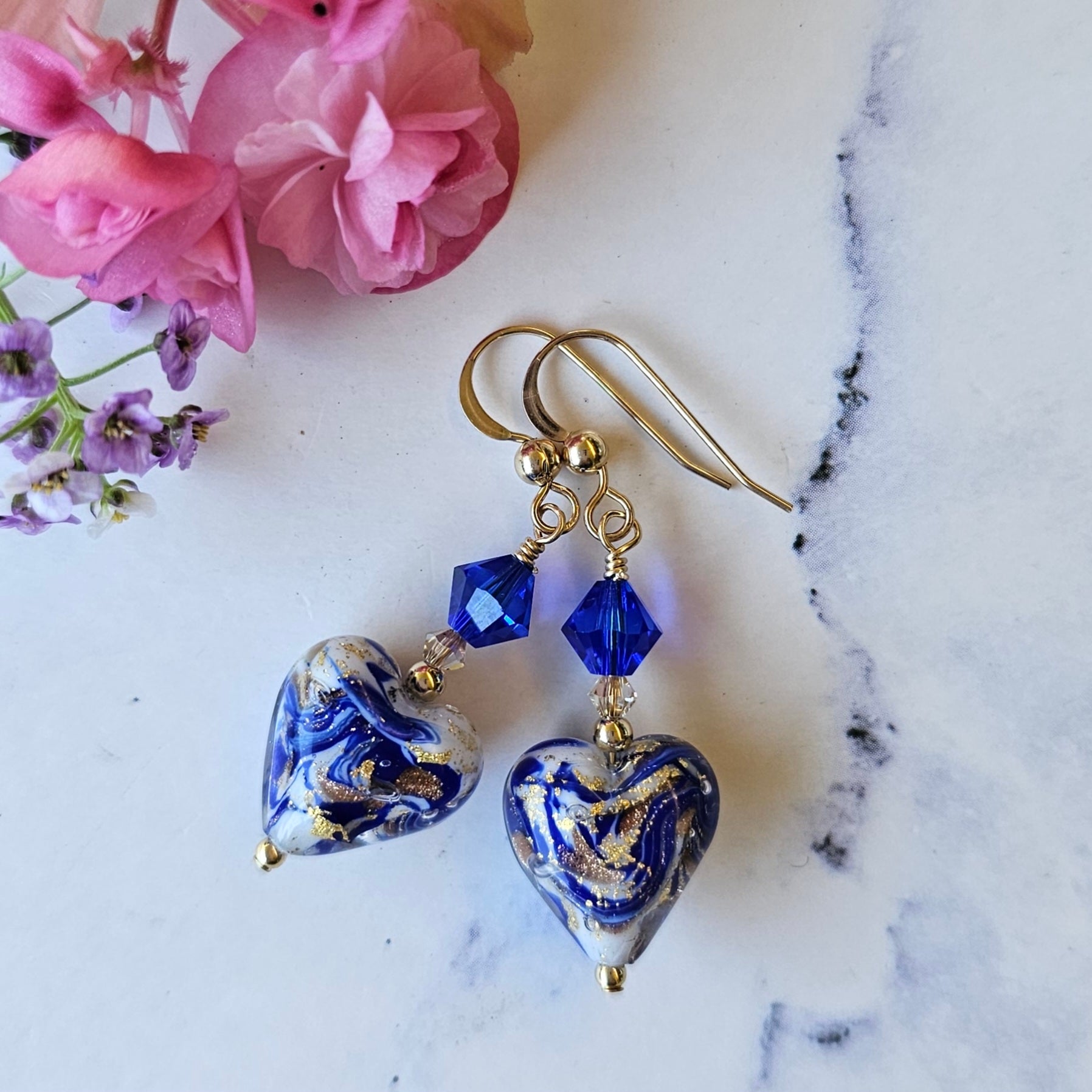 Blue Murano Glass Hearts