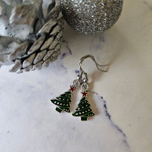 Enamel Christmas Tree Earrings