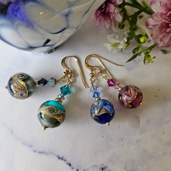 Gold Mare Murano Glass Earrings