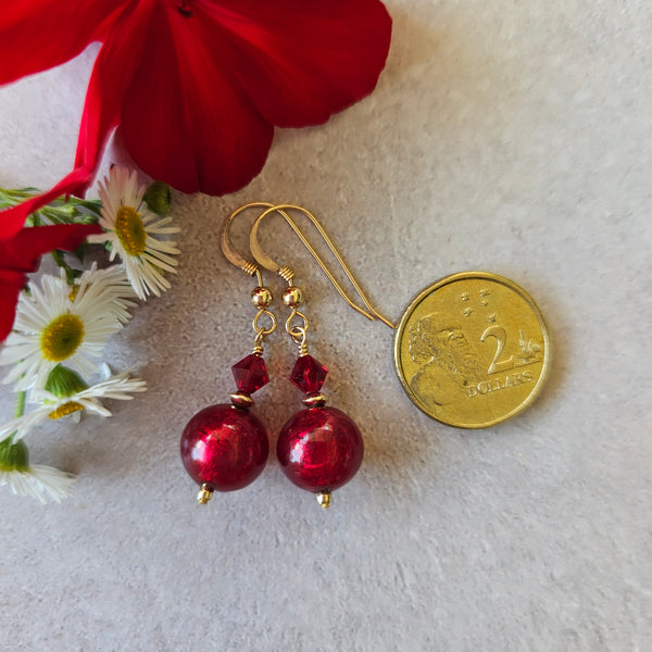 Red Gold Foil Earrings