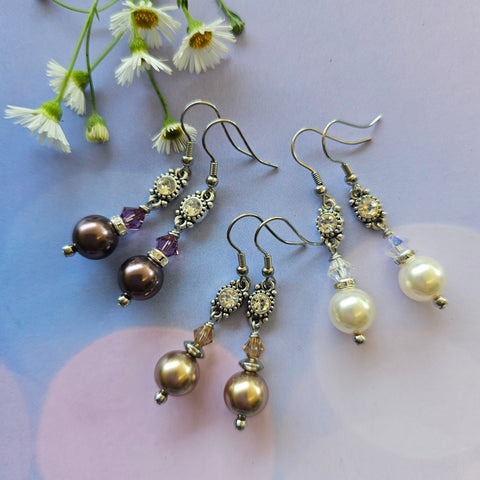 Swarovski Crystal Pearl Earrings Long