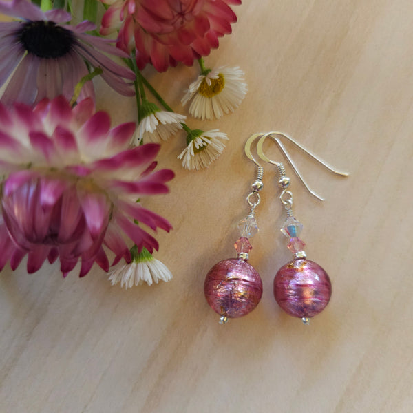 Silver Foil Murano Glass Earrings