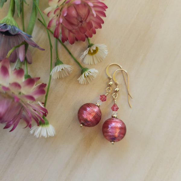 Silver Foil Murano Glass Earrings