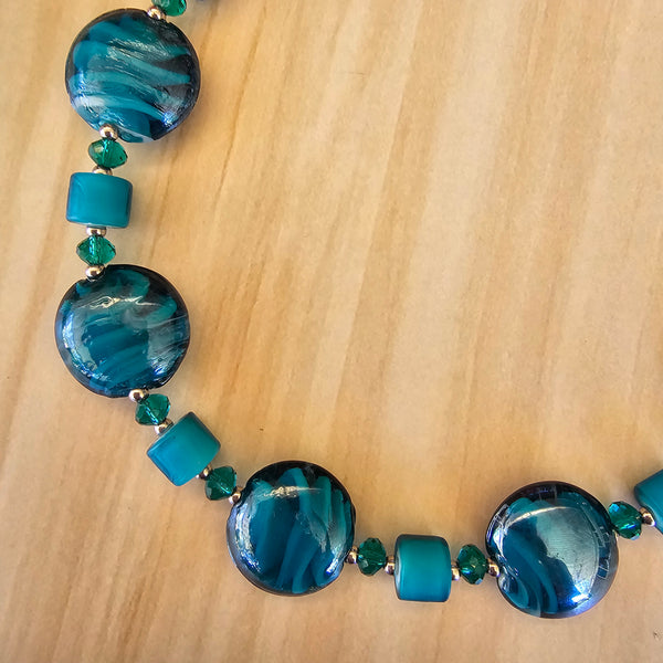 Teal Disc Necklace