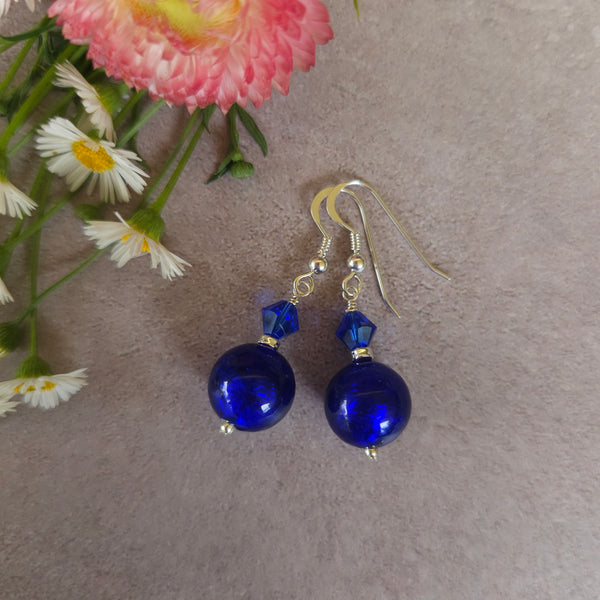 Silver Foil Murano Glass Earrings