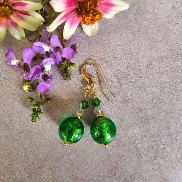 Silver Foil Murano Glass Earrings