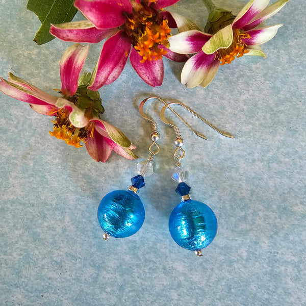 Silver Foil Murano Glass Earrings