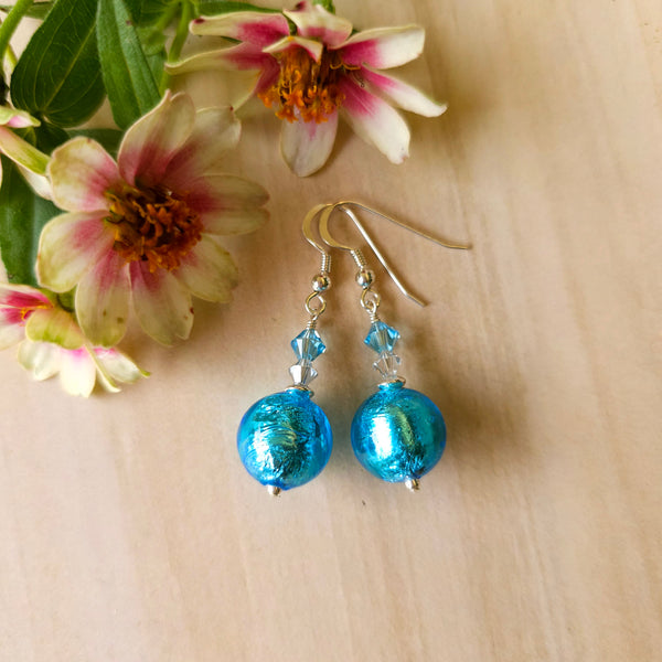 Silver Foil Murano Glass Earrings