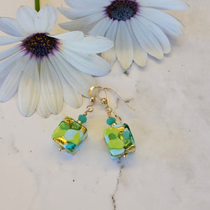 Baroque Murano Glass Cube Earrings