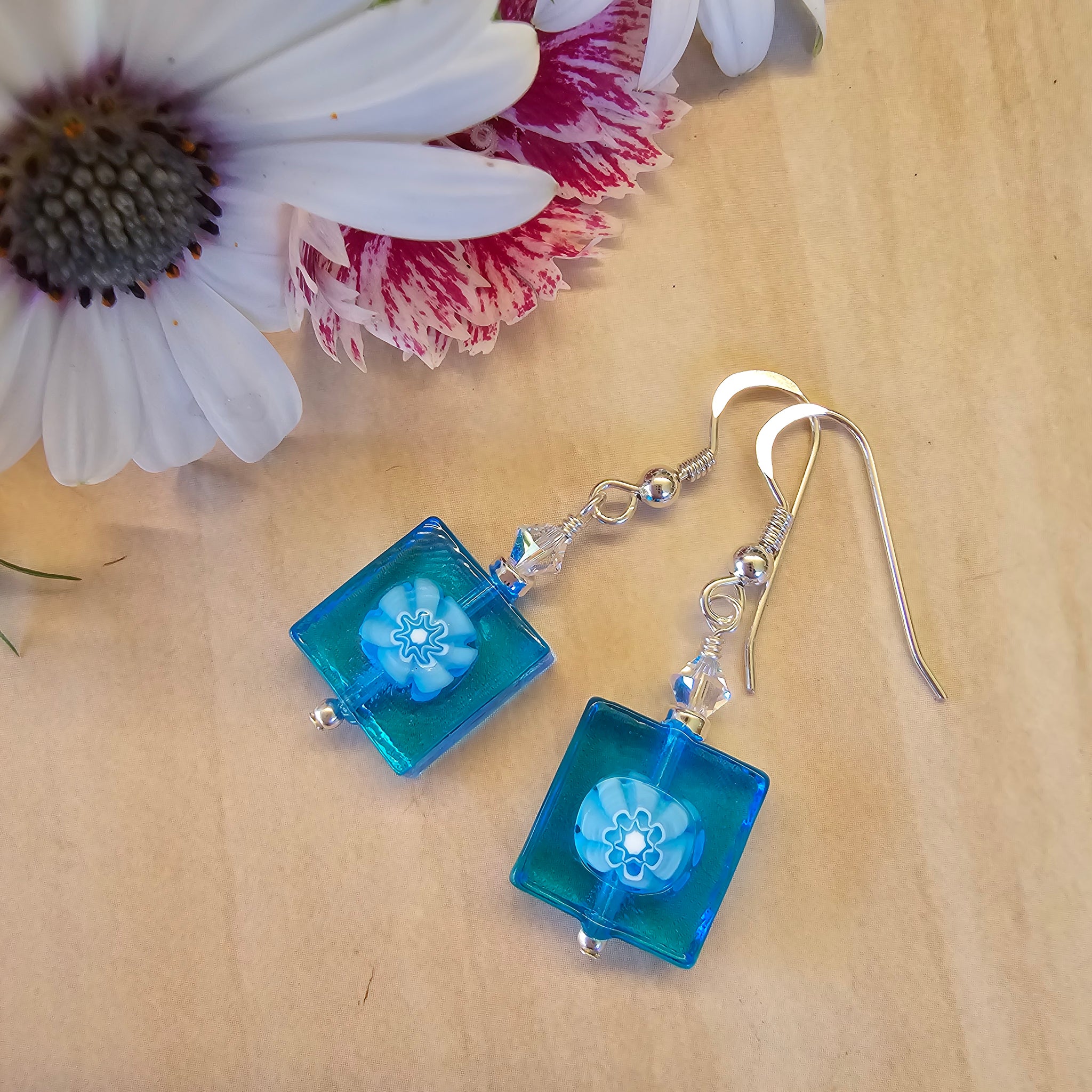 Daisy Millefiori Murano Glass Earrings