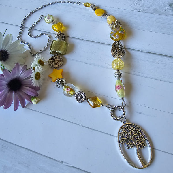 Yellow Glass Long Necklace