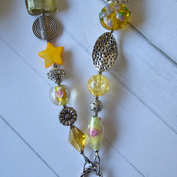 Yellow Glass Long Necklace