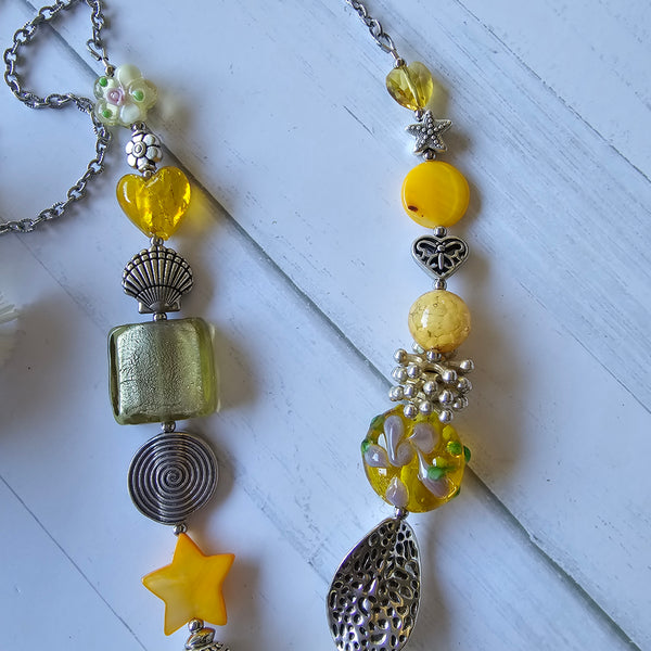 Yellow Glass Long Necklace