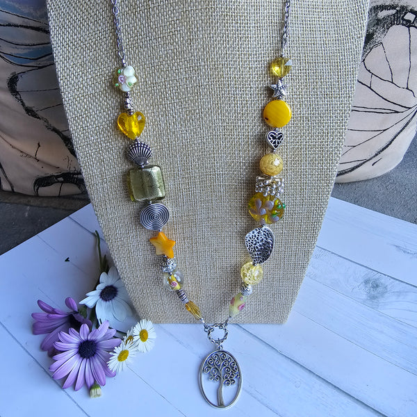 Yellow Glass Long Necklace