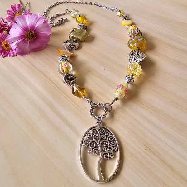 Yellow Glass Long Necklace