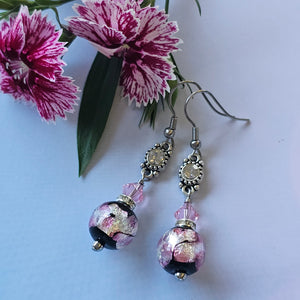 Pink and Black Silver Foil Dangles