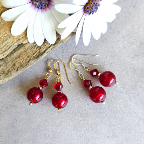 Red Gold Foil Earrings