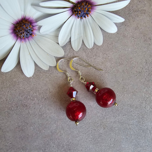 Red Gold Foil Earrings