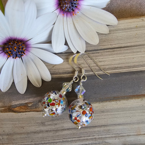 Multicoloured Silver Foil Earrings