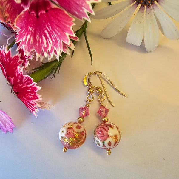 Wedding Cake Murano Glass Earrings 10mm