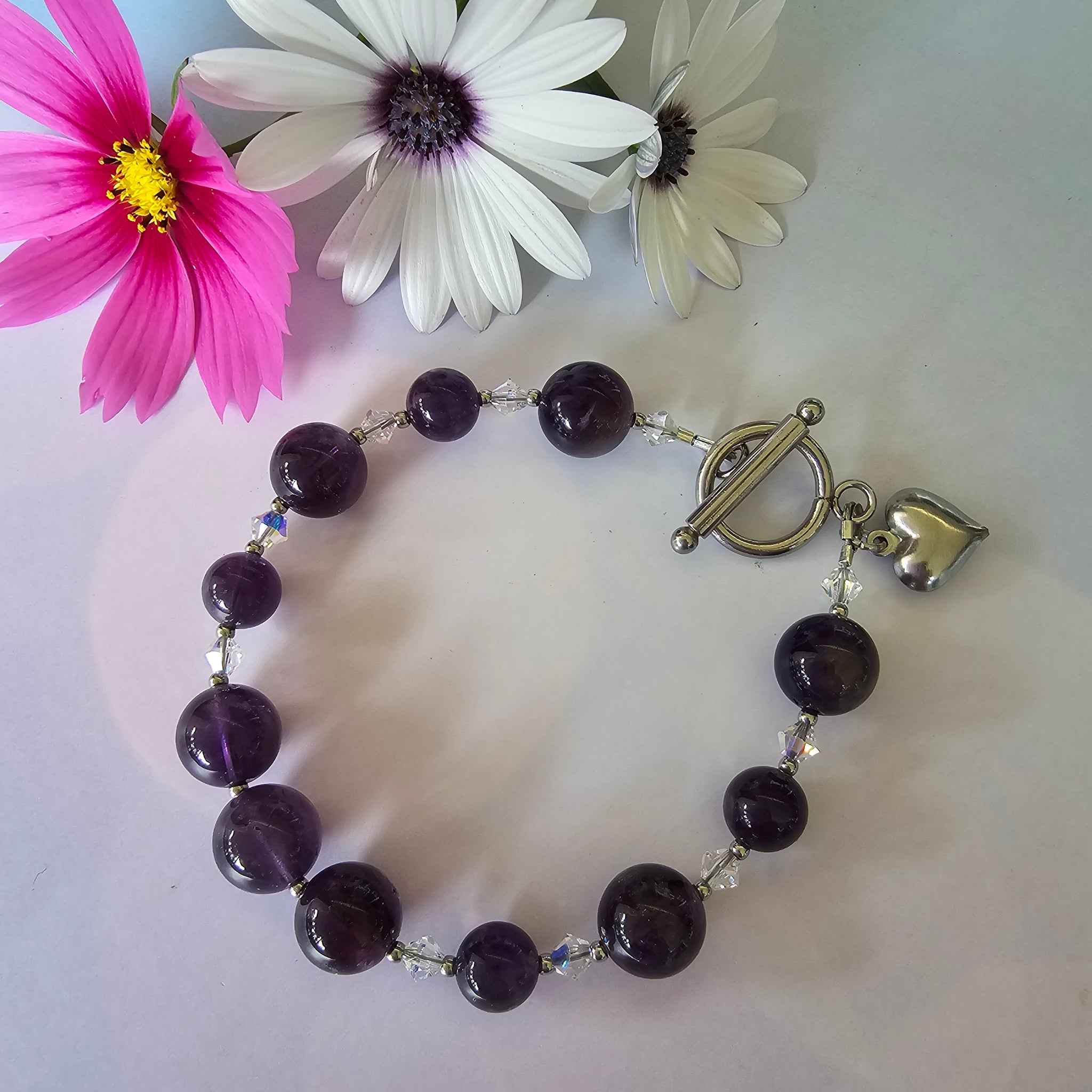 Amethyst Beaded Bracelet 20.5cm