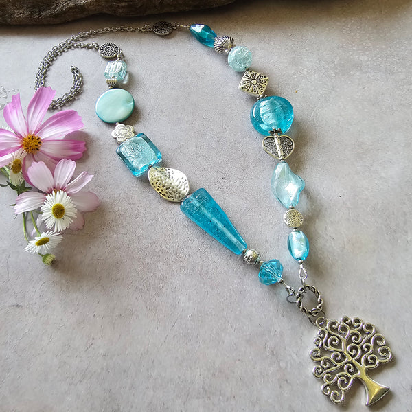 Long Pale Aqua Blue Necklace