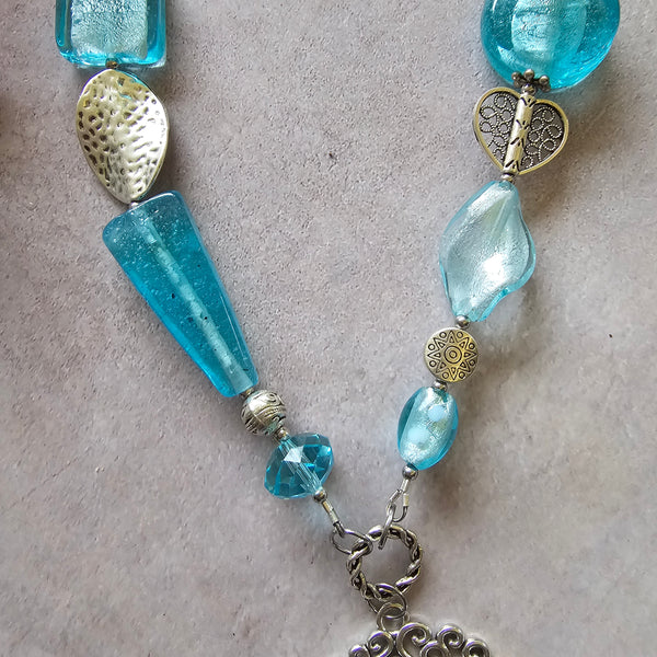 Long Pale Aqua Blue Necklace