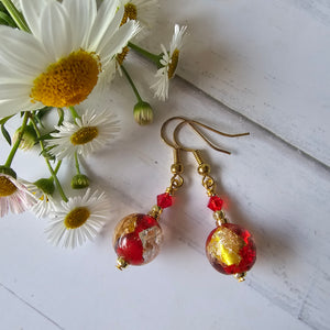 Red, Silver and Gold Earrings