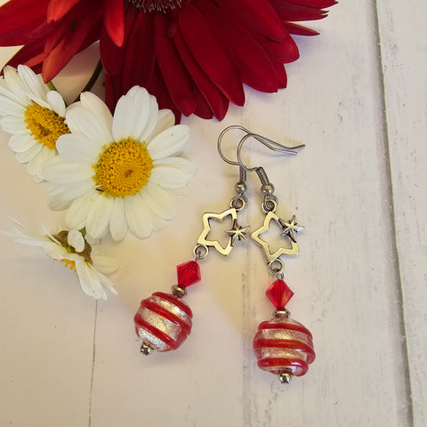 Red Star and Stripe Earrings