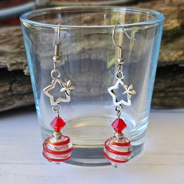 Red Star and Stripe Earrings