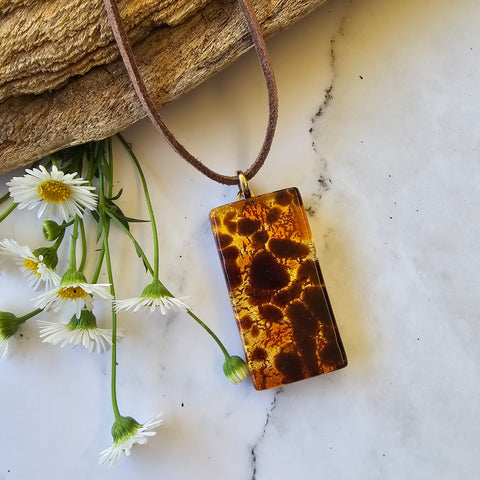 Topaz and Chocolate  Murano Glass Pendant