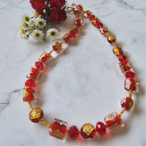 Red, Gold and Silver Necklace