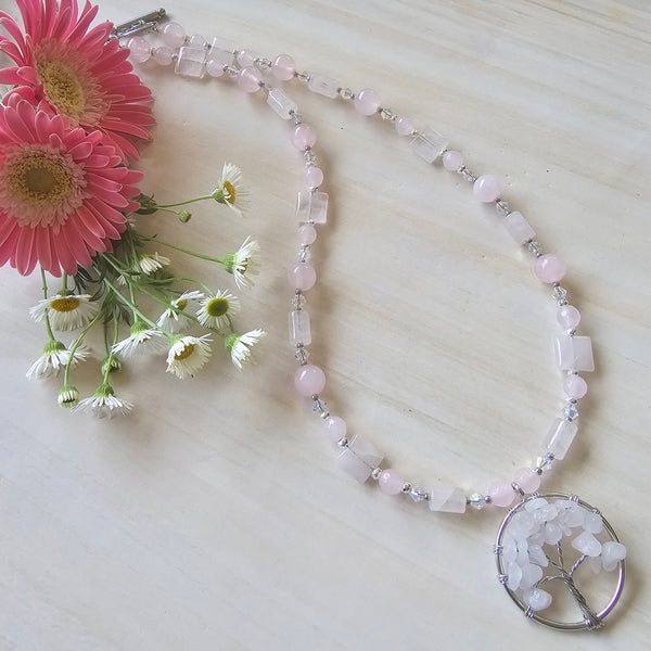 Rose Quartz and Crystal Necklace