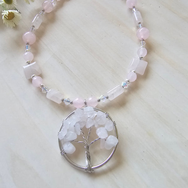 Rose Quartz and Crystal Necklace