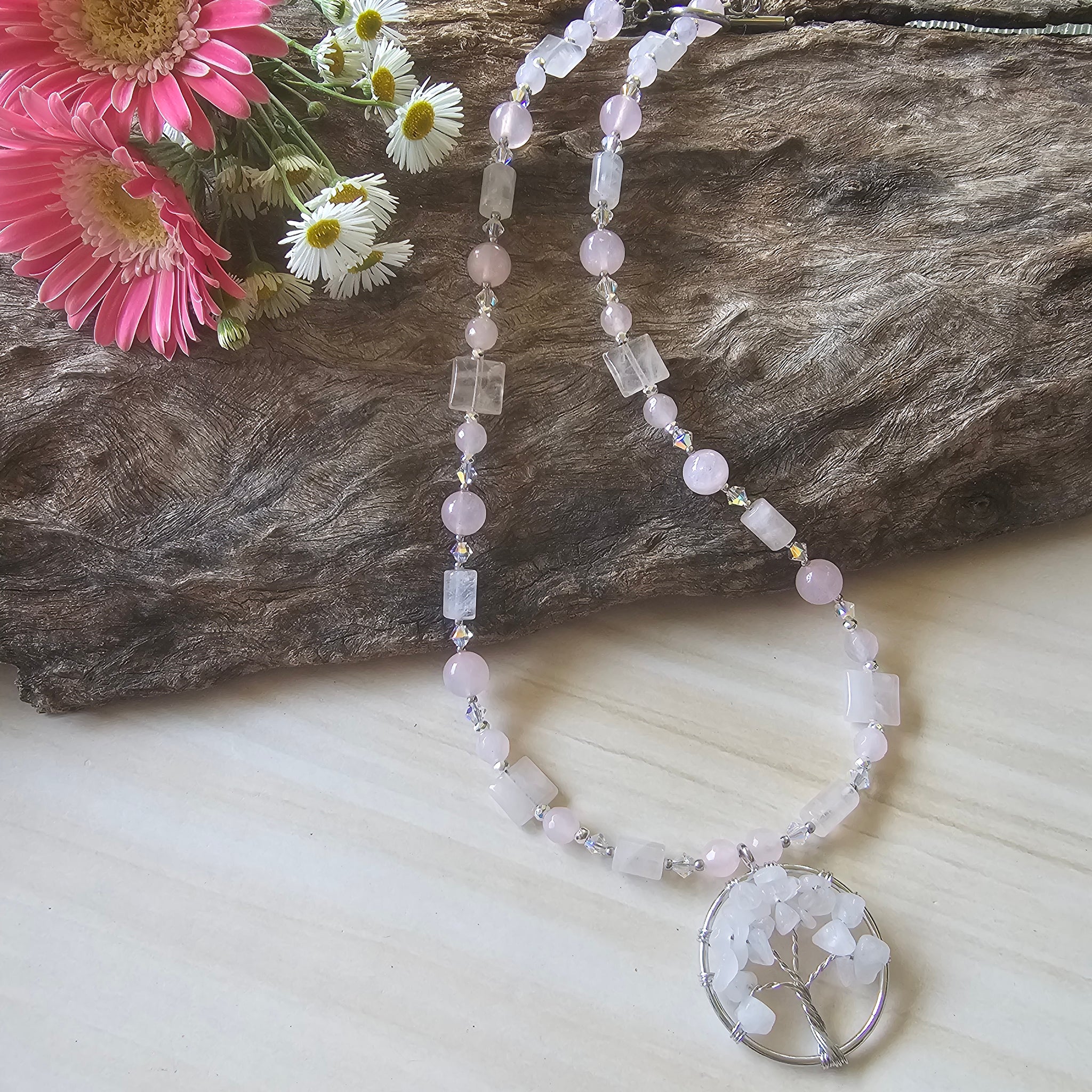 Rose Quartz and Crystal Necklace