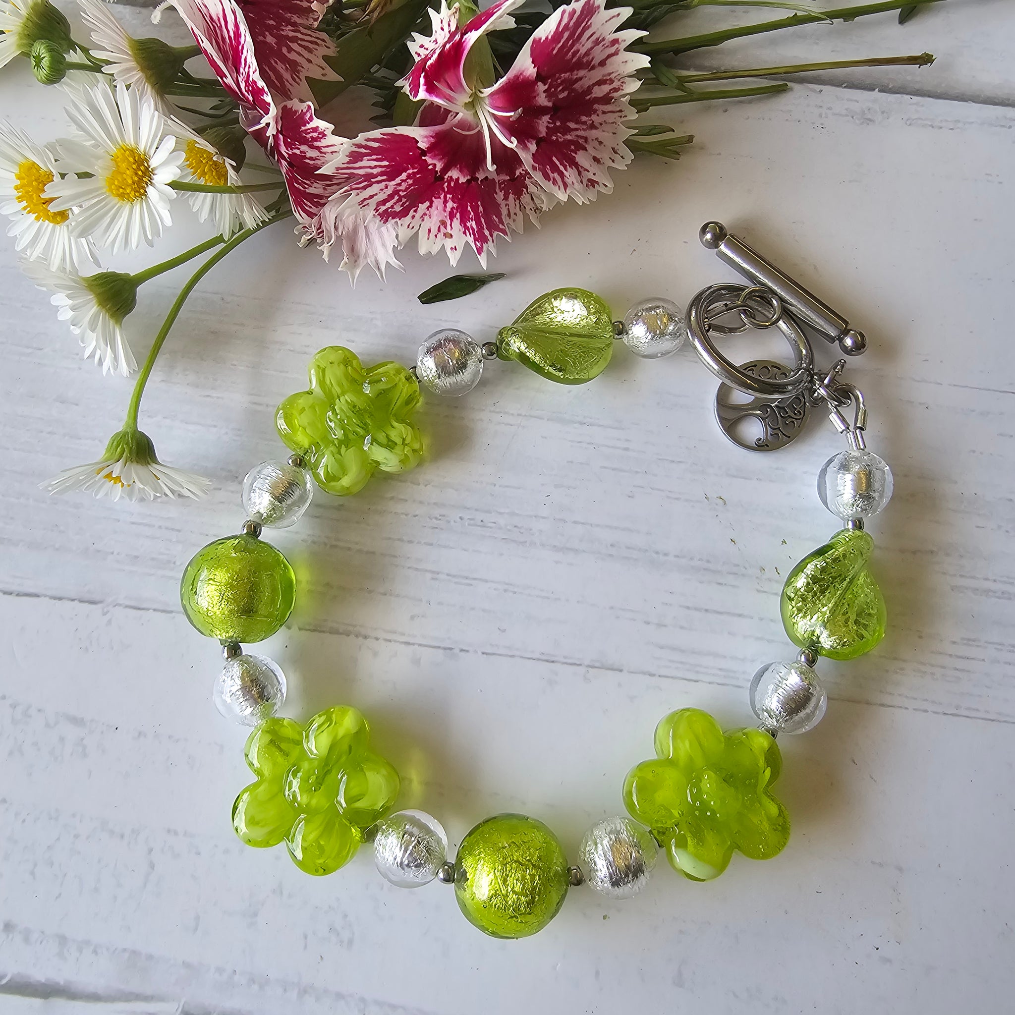 Peridot Green Murano Glass Bracelet