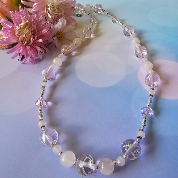 Pale Pink and Silver Sparkle Necklace