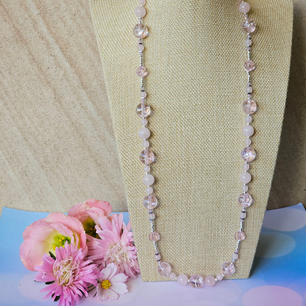 Pale Pink and Silver Sparkle Necklace