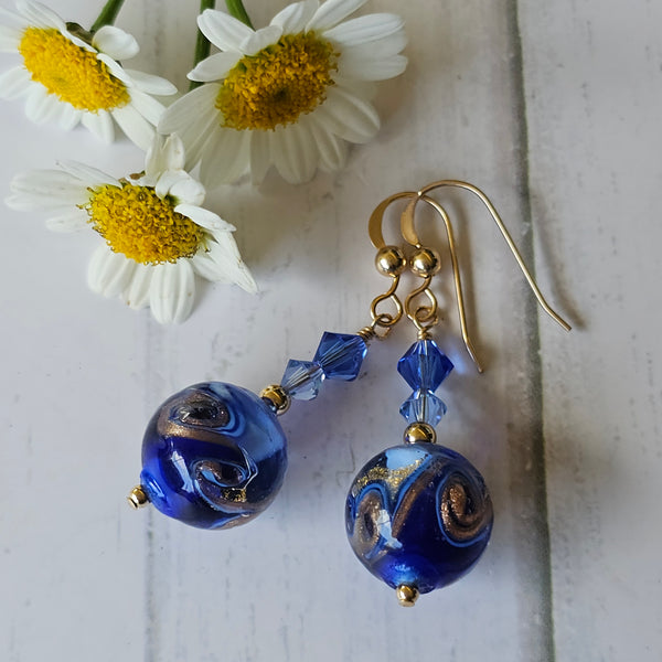 Gold Mare Murano Glass Earrings