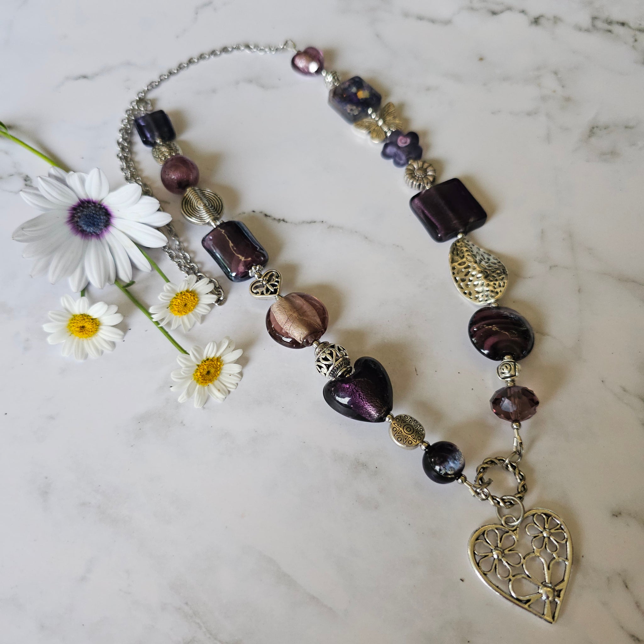 Long Purple/Amethyst Beaded Necklace