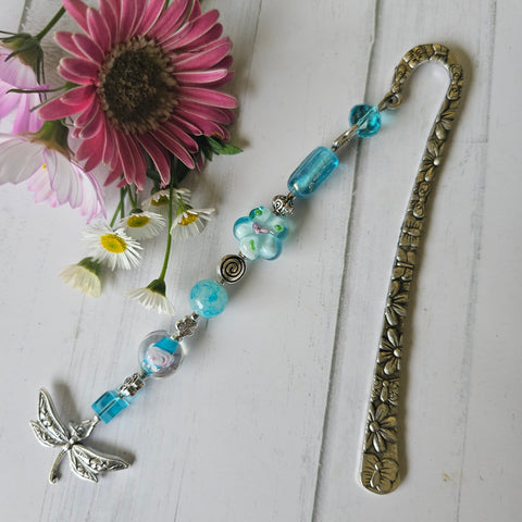 Bookmark Pale Aqua with Dragonfly