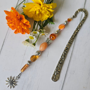 Bookmark Orange with Flower