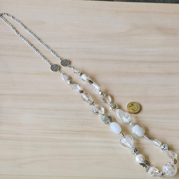 Long White Beaded Necklace