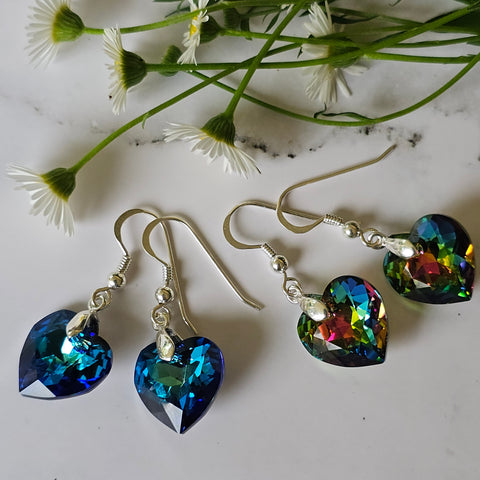 Swarovski Crystal Heart Earrings - Large