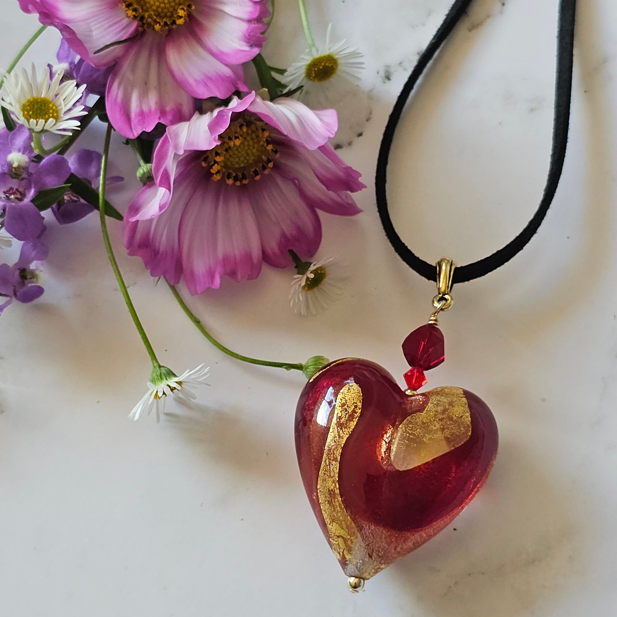 Murano Glass Sole Heart Pendant