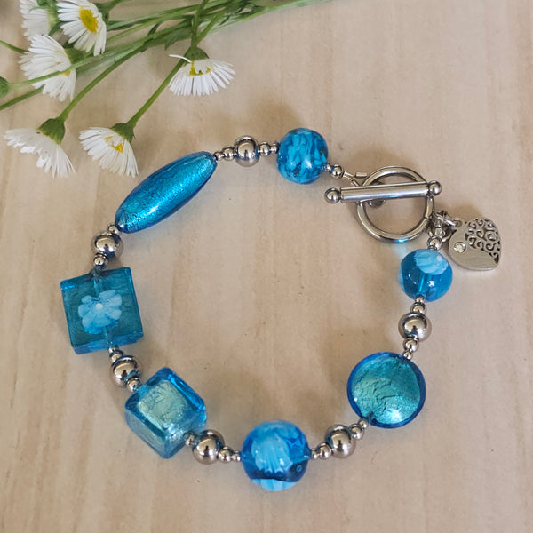 Aqua Blue Murano Glass Bracelet