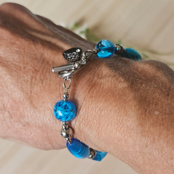 Aqua Blue Murano Glass Bracelet