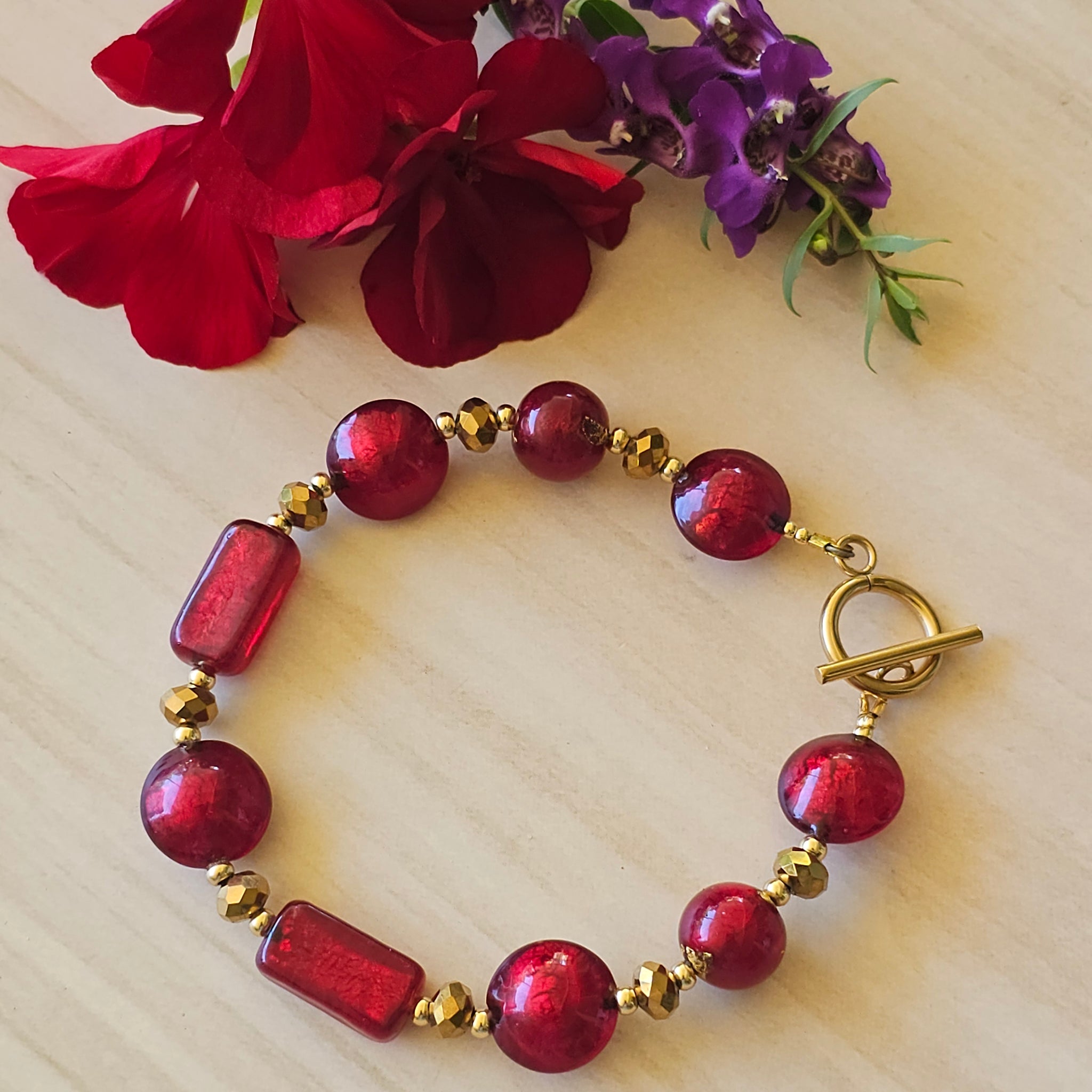 Rich Red and Gold Bracelet