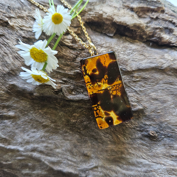 Topaz and Chocolate  Murano Glass Pendant